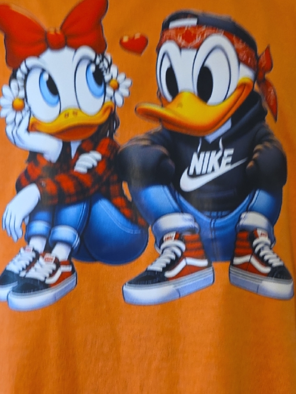 Gildan Orange Short-Sleeve Tee with Donald & Daisy Duck Graphic - Picture 6 of 6